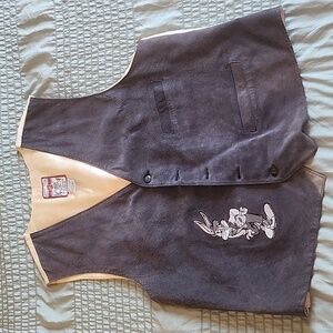Warner Bros Looney Tunes Acme Classic Wear Grey Suede Bugs Bunny Waistcoat Vest